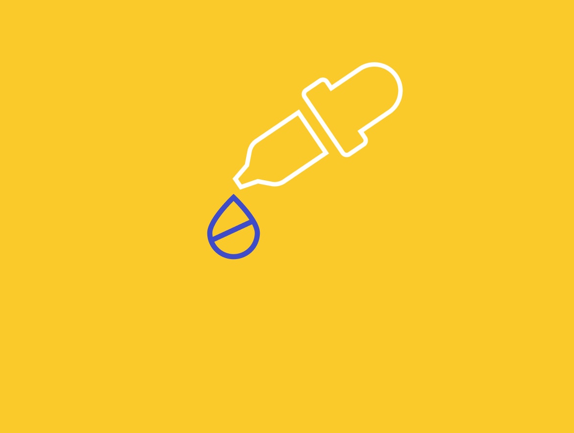 white pipette illustration on yellow background