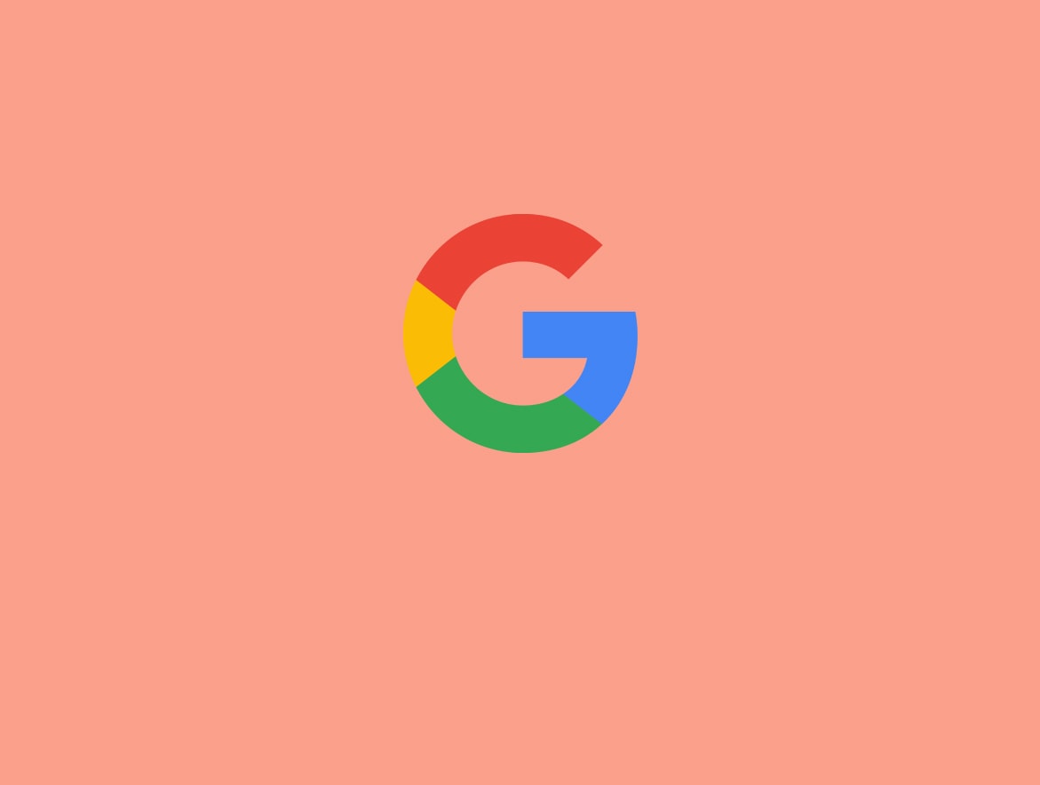 the letter G for Google on salmon pink background