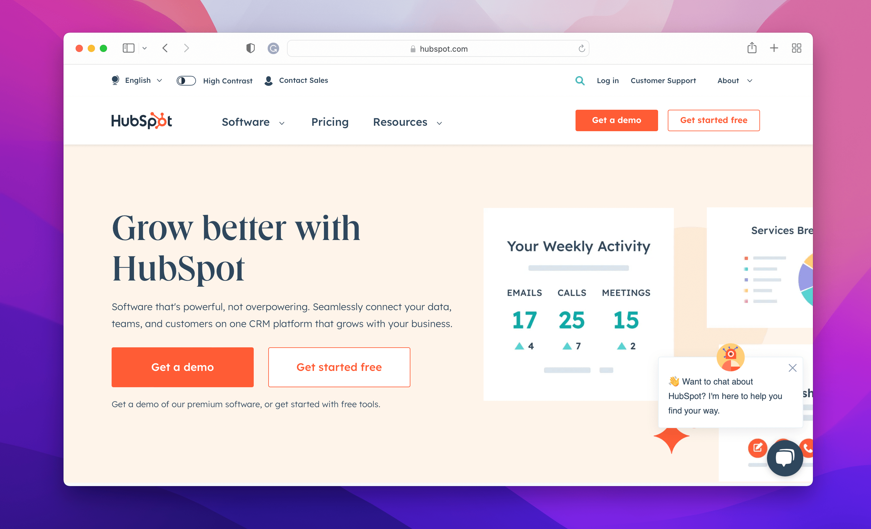 a screenshot of HubSpot web page