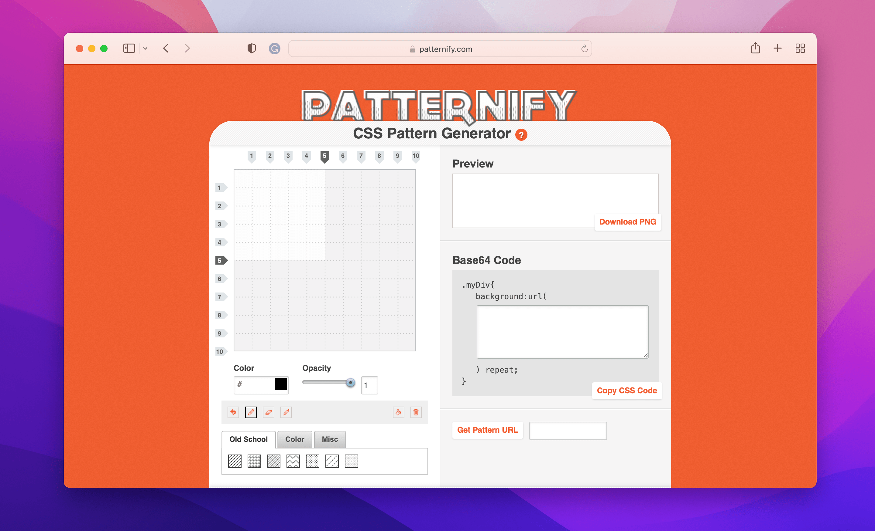 a screenshot of Patternify svg background web page