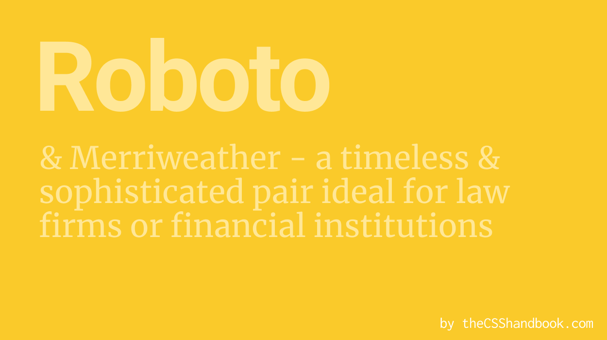 Roboto heading text and Merriweather paragraph text on light red background