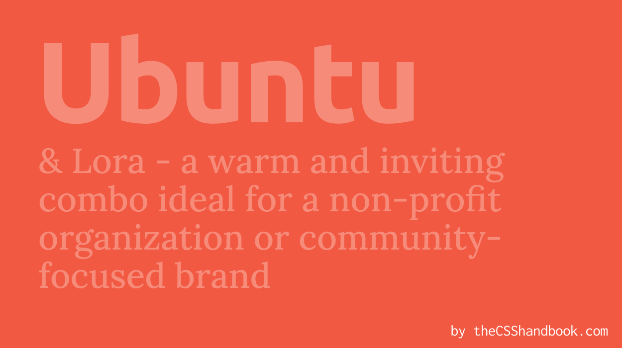 Ubuntu heading text and Lora paragraph text on light red background