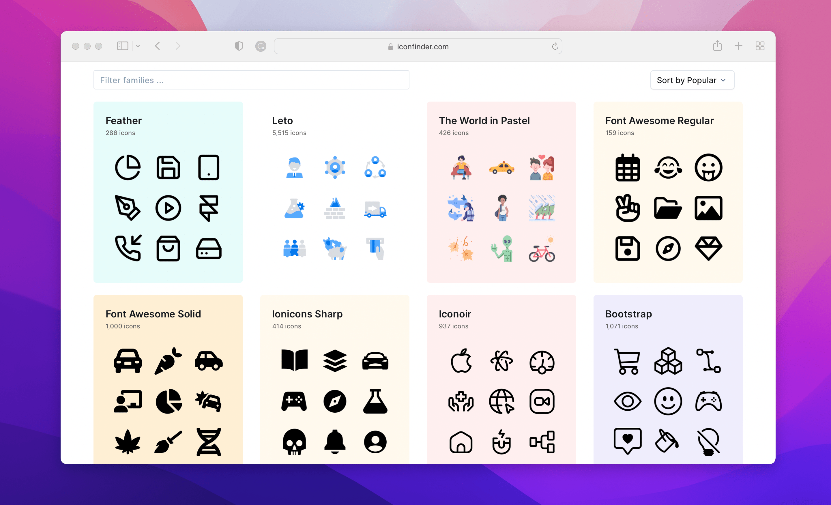 a screenshot of Iconfinder free icons tool