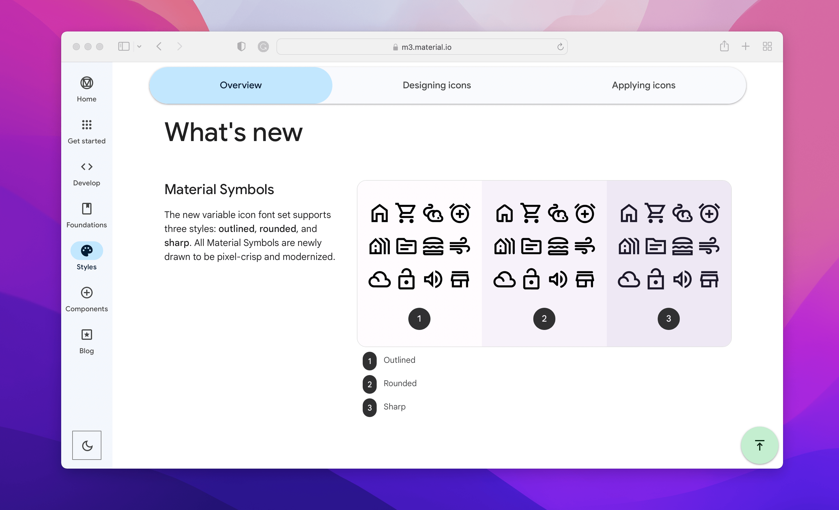 a screenshot of Material Design Icons free icons tool