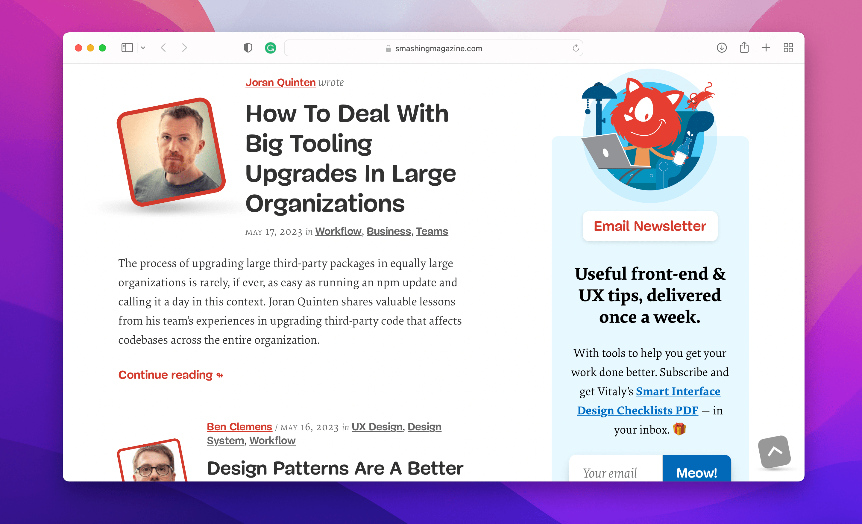 a screenshot of Smashing Magazine article page