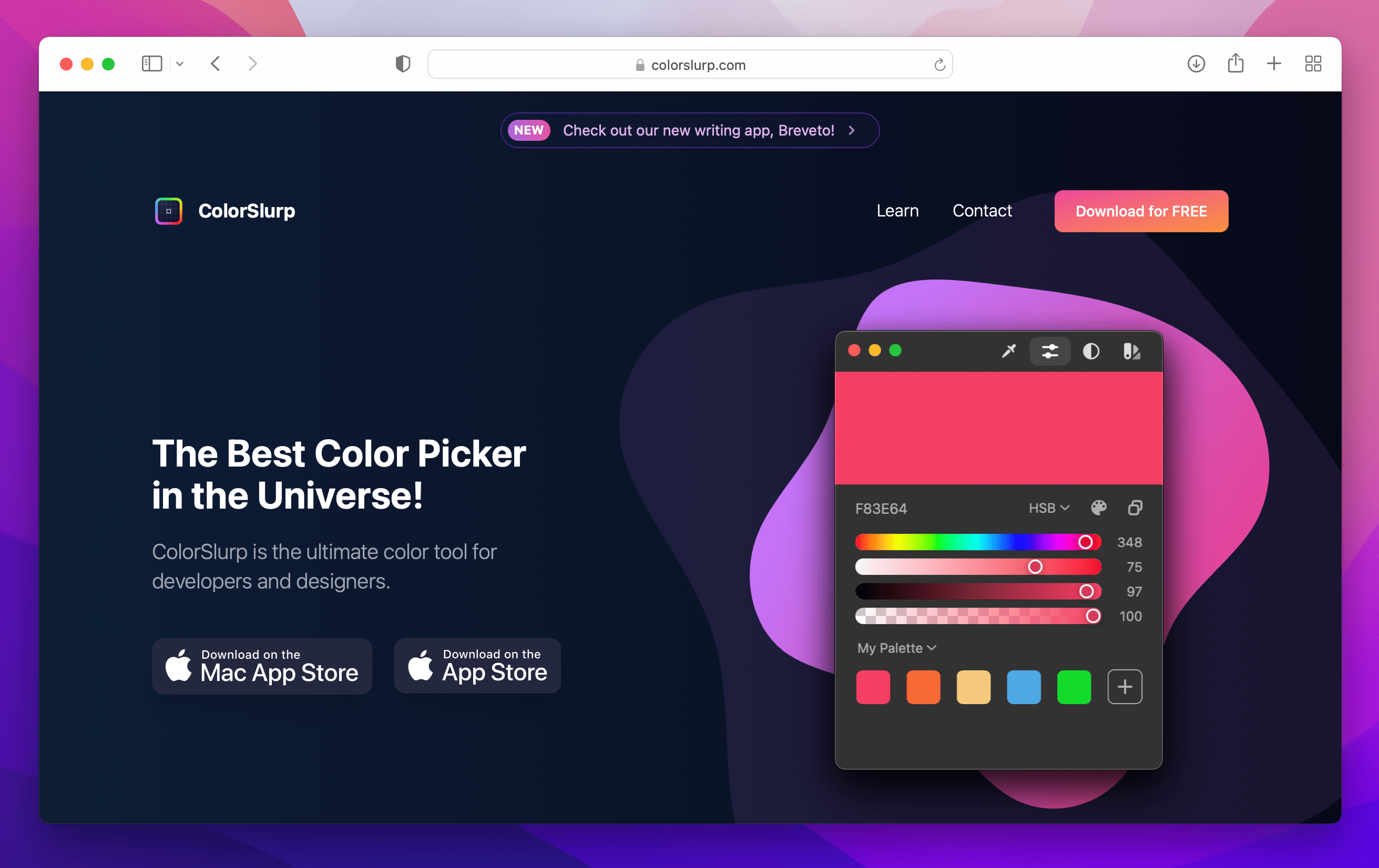 download page for ColorSlurp for Mac