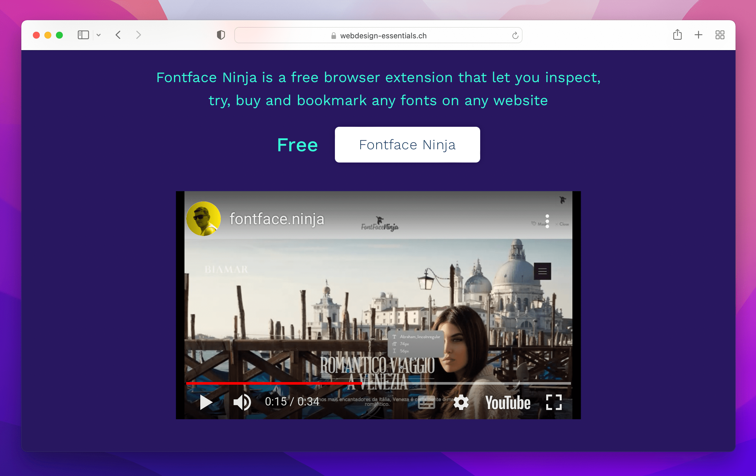 homepage of FontFace Ninja website