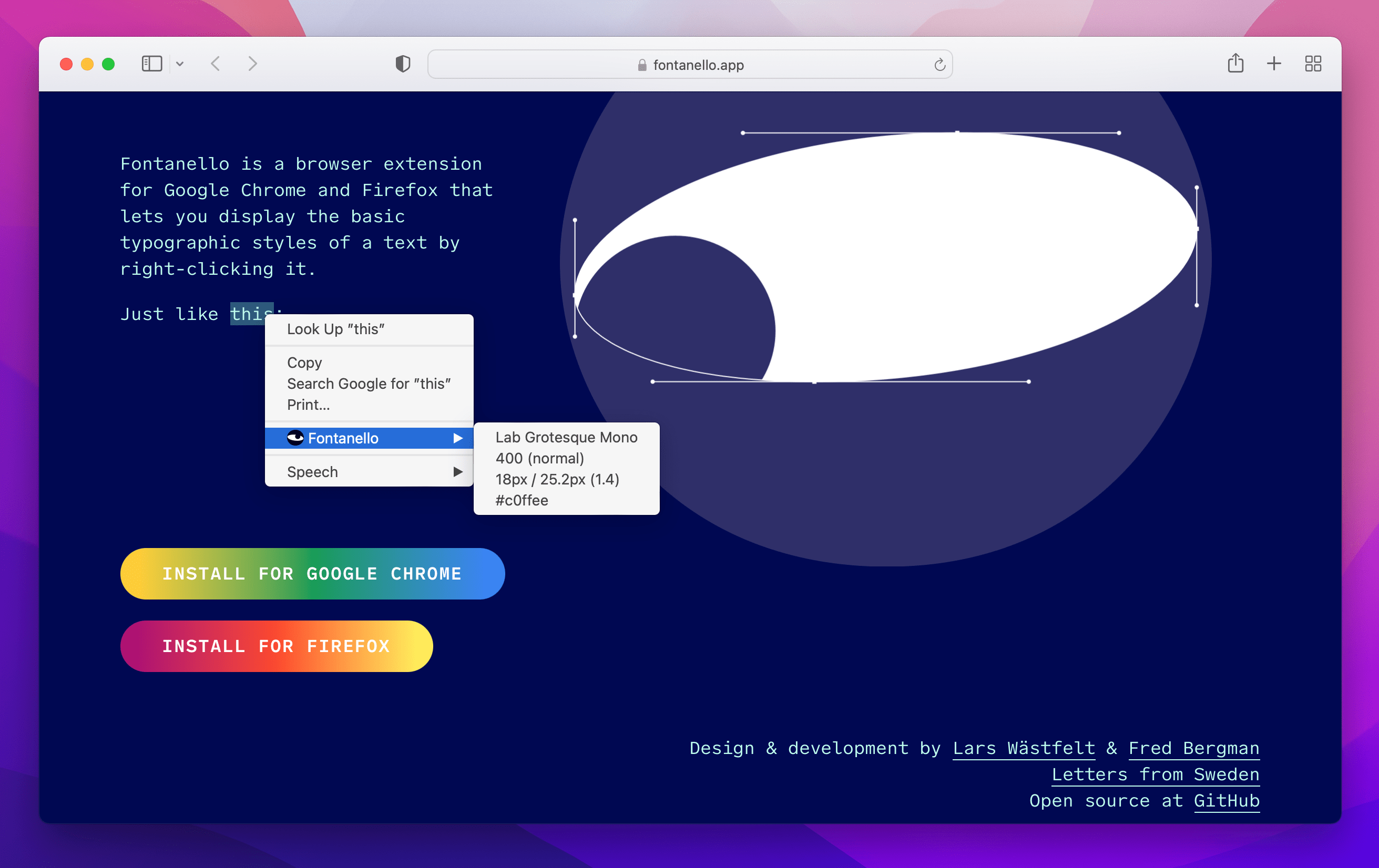 homepage of Fontanello website