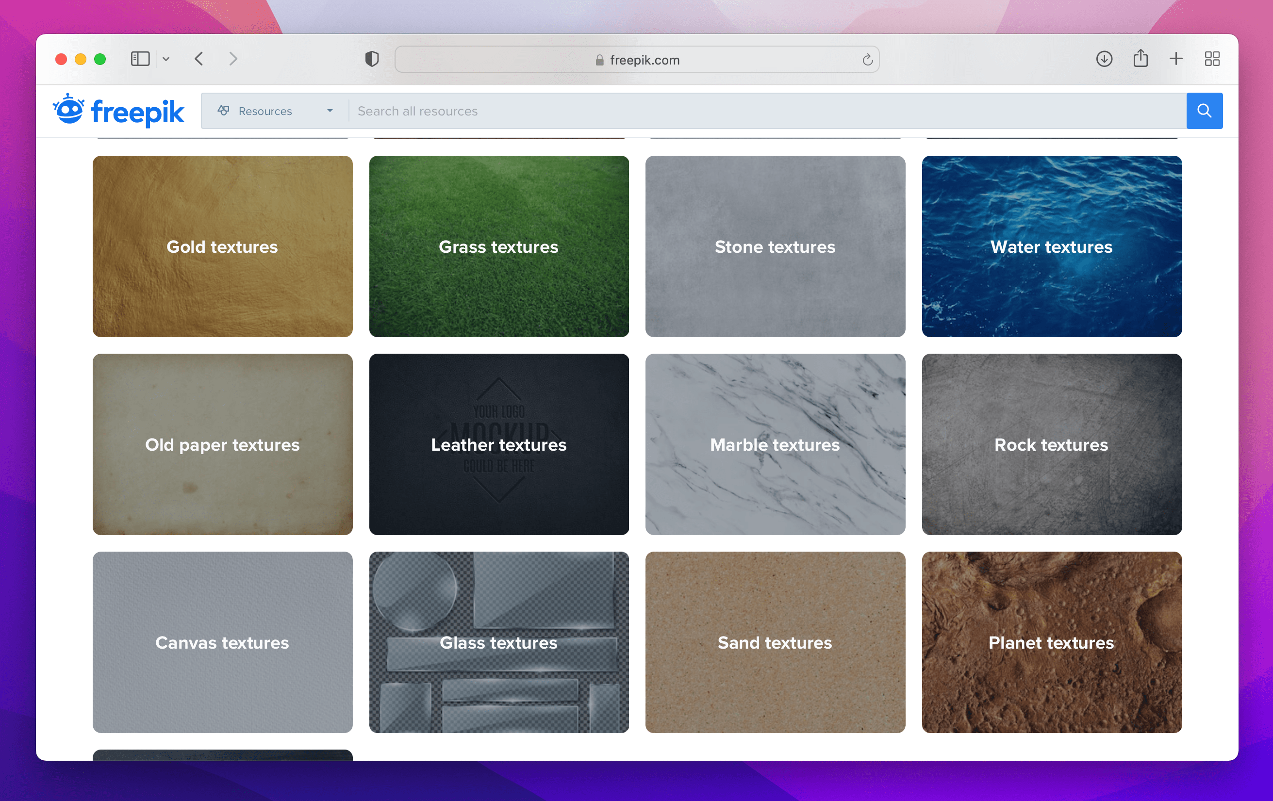 Freepik selection of texture galleries on Freepik