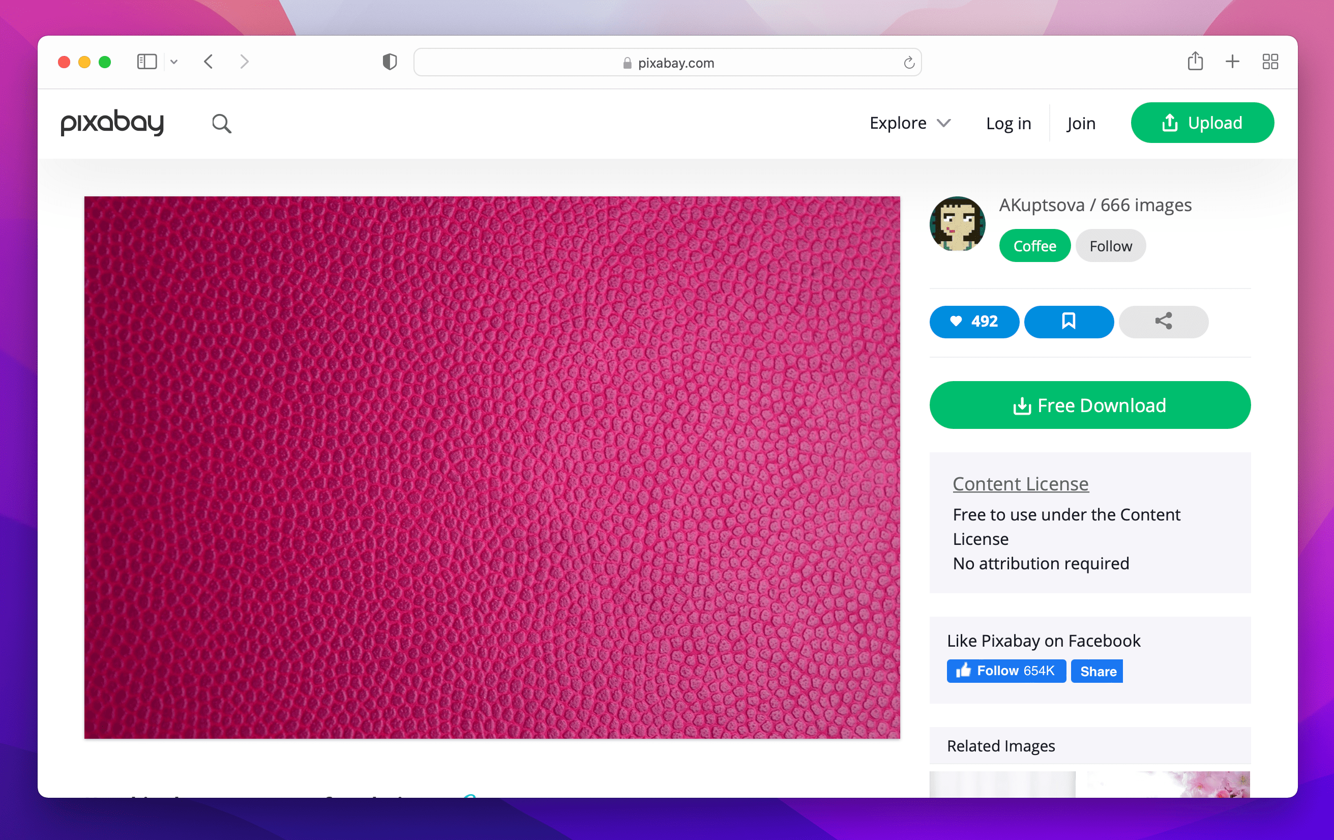 Pixabay Pixabay website showing pink leather texture